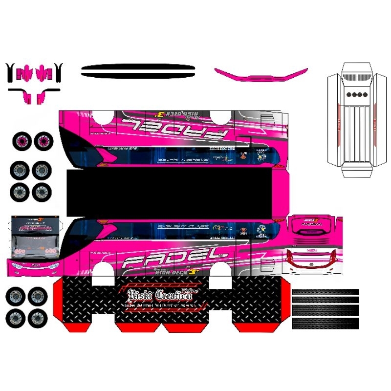 LEMBARAN POLA PAPERCRAFT BUS ASYROF