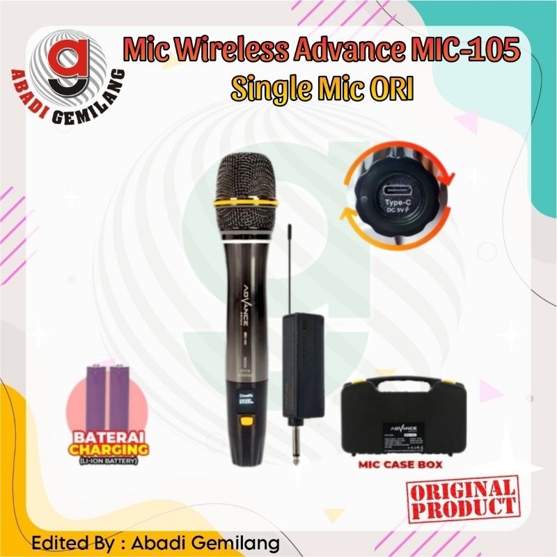 Mic Wireless Advance MIC-105 Single Mic /Mic Wireless Advance 105 Single Mic ORI