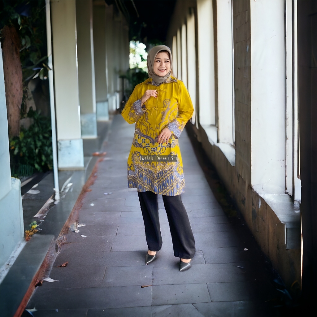 Tunik Batik Atasan Wanita Premium Lapis Furing Halus Trikot Motif Parang Tosan