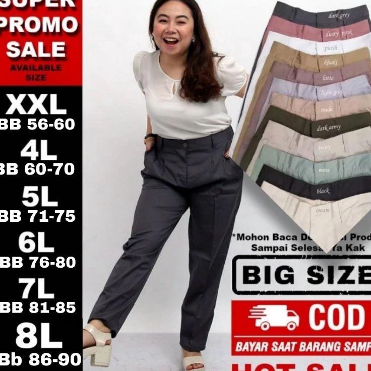 Dijamin Ori CELANA BAGGY PANTS WANITA JUMBO 7L8L Bisa COD READY BAGGY PANTS AMERICAN DRILL IMPOR MOS