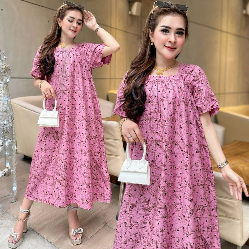 Daster Jumbo Fuji Rayon Tutul Lengan Pendek Daster Kekinian Daster Terbaru Daster Fuji