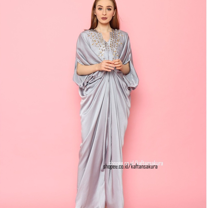 FLASH SALE gamis Pesta Mewah Busui gamis Pesta Lebaran Terbaru gamis Payet Saten Modern Biru BCA Mew