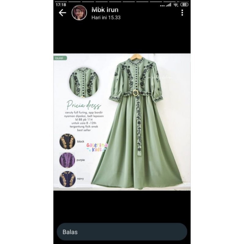 PRICIA DRESS SAGE by GALERINA