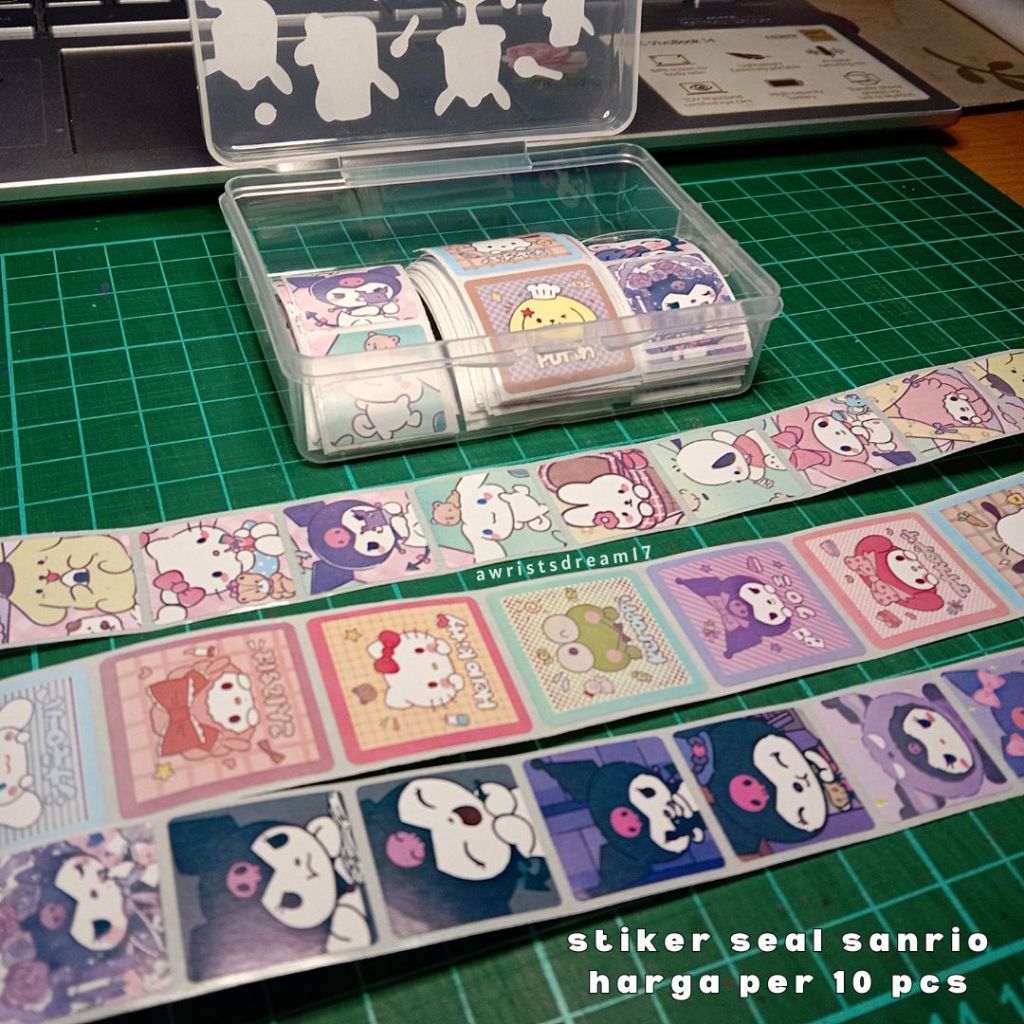 

[MIN ORDER 15K CAMPUR] stiker seal sanrio per 10 pcs sticker packing berwarna kuromi melody cinnamonroll pochacco