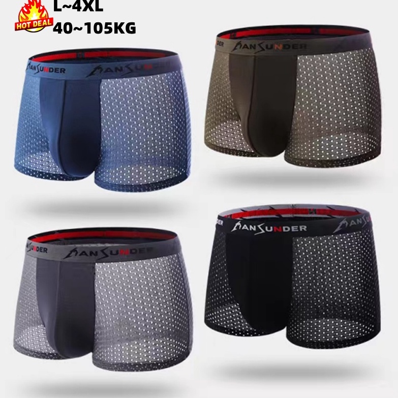 Banyak Peminat 4pcs1pcs Celana dalam pria ukuran BIG SIZE pasir mesh highend bernapas 223