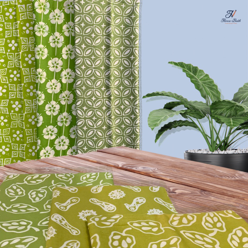 Kain Batik Cap 1 Warna lime- Kekinian Tasik Garutan