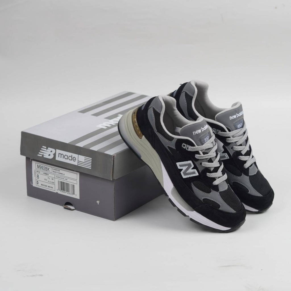 (MDNS) Sepatu New Balance 992 Black White Grey - NB 992 New Balance 992 Black Grey (SLPRDS) Sepatu N