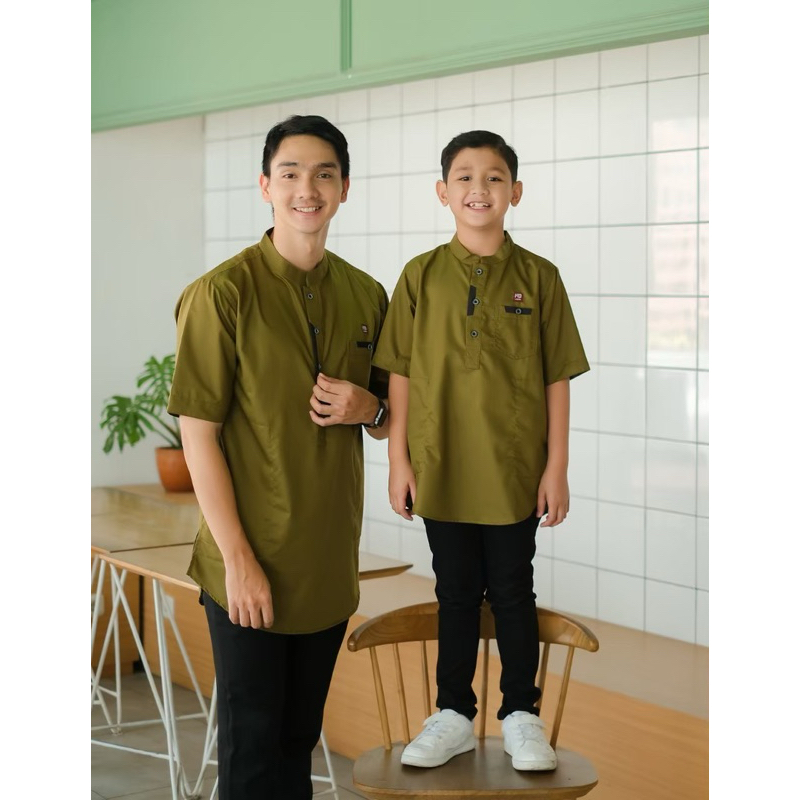 KOKO QURTA COUPLE AYAH DAN ANAK WARNA ARMY / KOKO TANGAN PENDEK / KOKO PRIA / KOKO TERLARIS