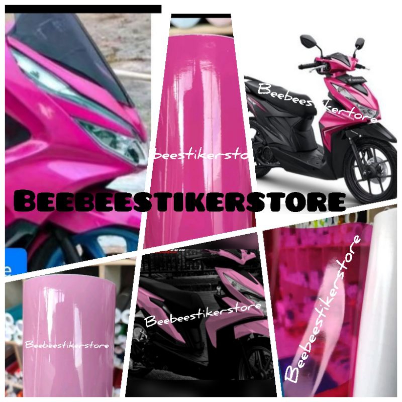 stiker skotlet motor pink muda setiker sekotlet pink magenta pink transparan pink glosy