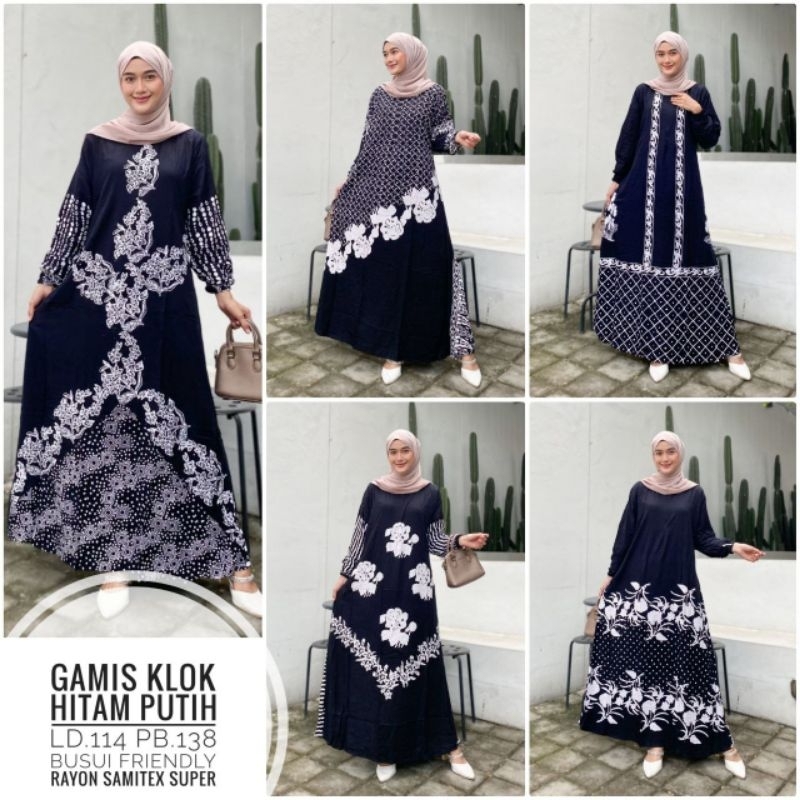 gamis jumbo hitam putih