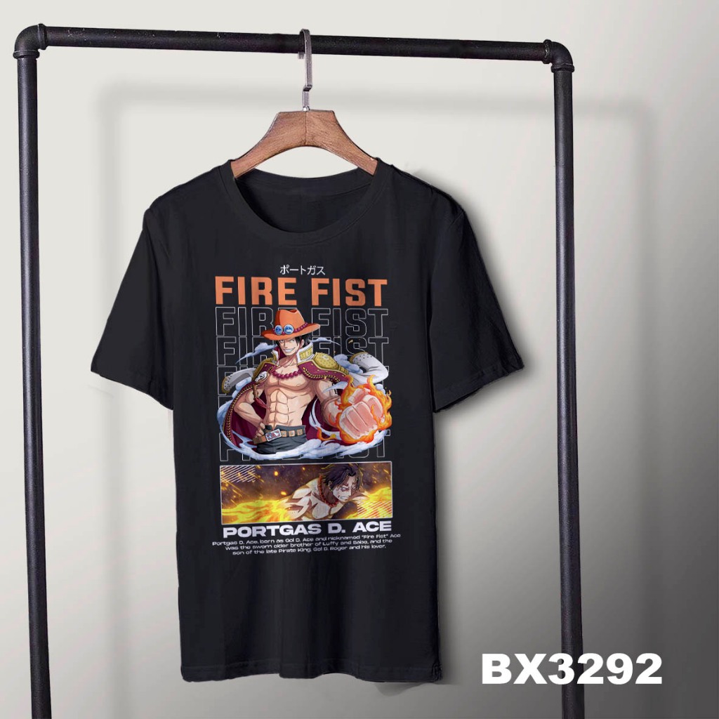baju kaos anime One Piece Portgas D Ace