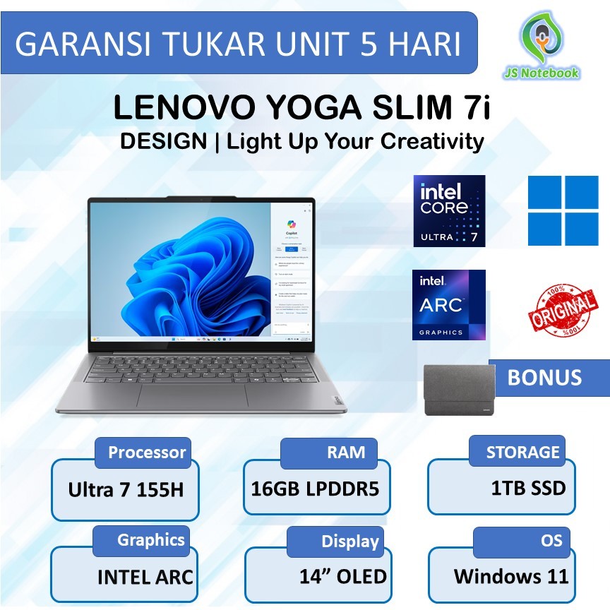 Lenovo Yoga Slim 7i Intel Core Ultra 7 155H 16GB 1TB SSD Win11 14" WUXGA EVO Touch
