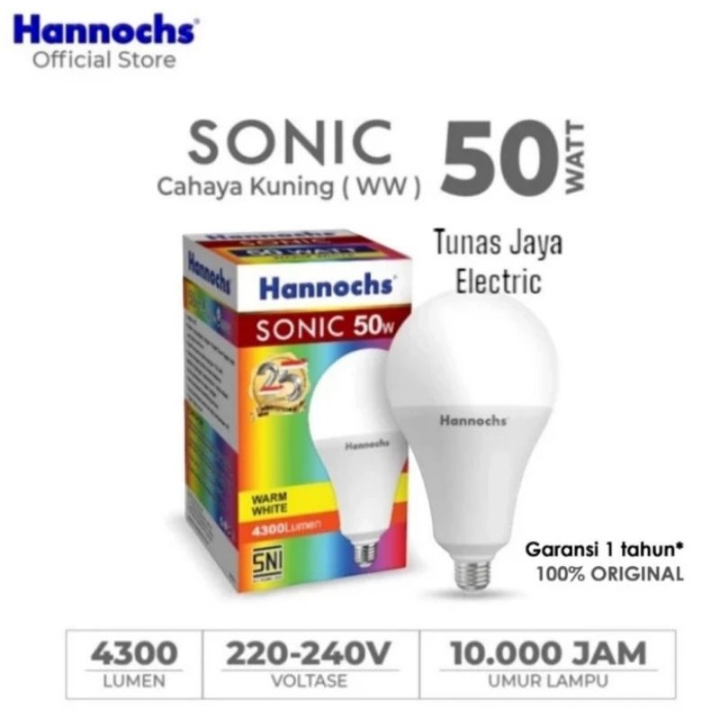 HANNOCHS SONIC Lampu LED Bohlam 50 Watt (GARANSI 1 Tahun)
