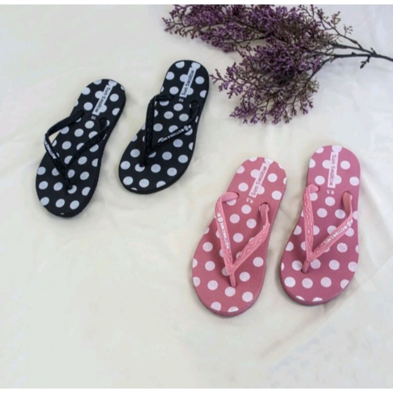 [KODE C] Sandal Wanita Swallow Polkadot | Sandal Jepit Sun Swallow Polkadot