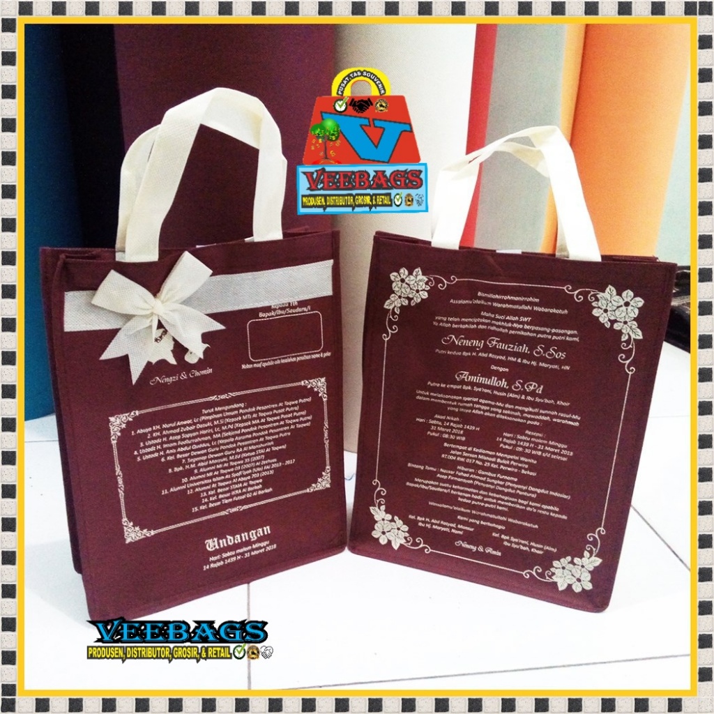 Undangan Pernikahan Unik Dari Kain Spunbond bisa jadi tas belanja Bentuk Tas Harga Murah