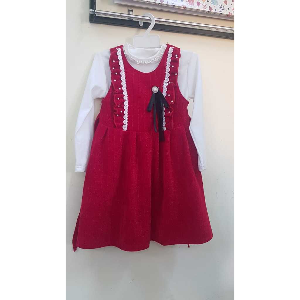 DRESS IMPORT PENDEK BLUDRU MUTIARA PITA / DRESS PESTA ANAK / DP3916