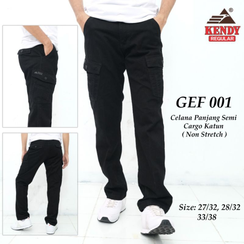 celana KENDY cargo panjang hitam premium 27-32