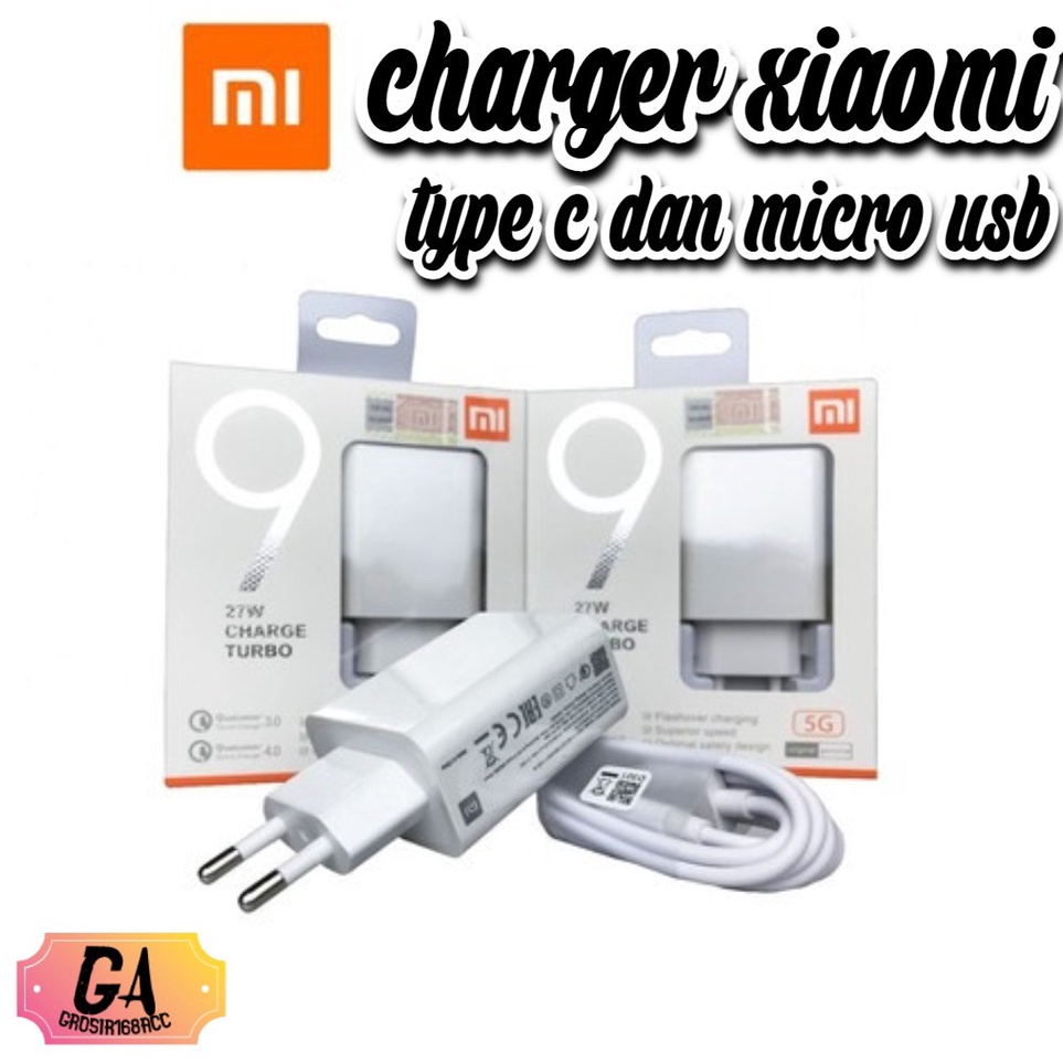 KqZ Charger Turbo XIAOMI MI 9 27W Micro  Type C Fast Charging Charger  Laris