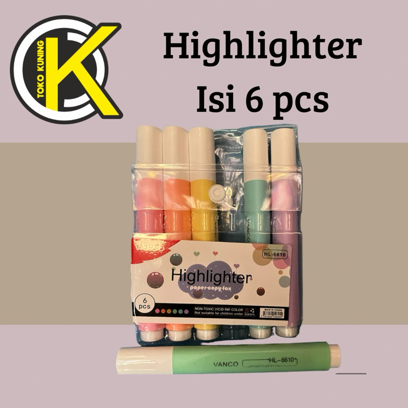 

highlighter Vanco isi 6 besar | stabilo isi 6