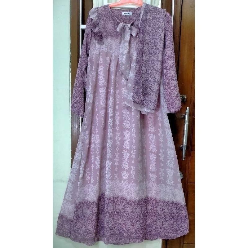 gamis + kerudung ceruty babydoll premium L30