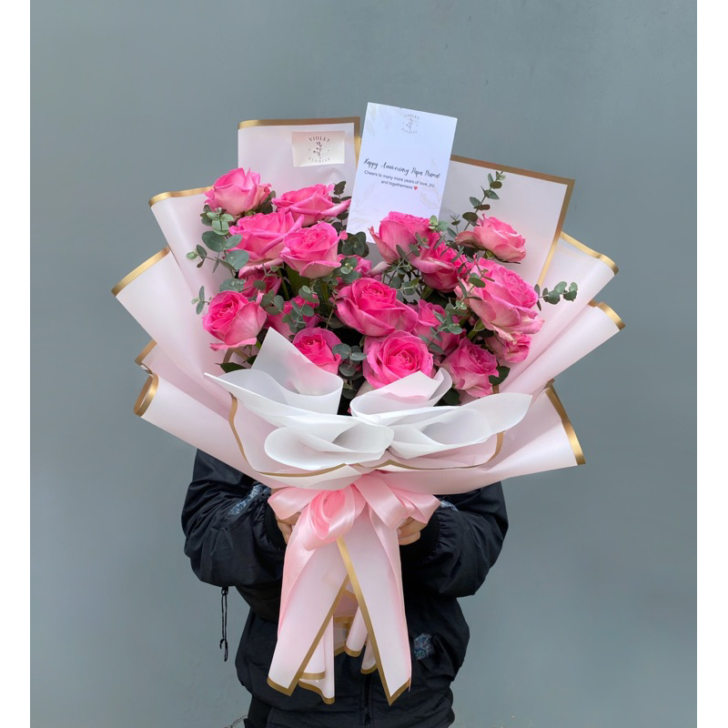 Bouquet 20 stem mawar fresh ASLI / buket wisuda / buket mawar murah / buket mawar ASLI segar