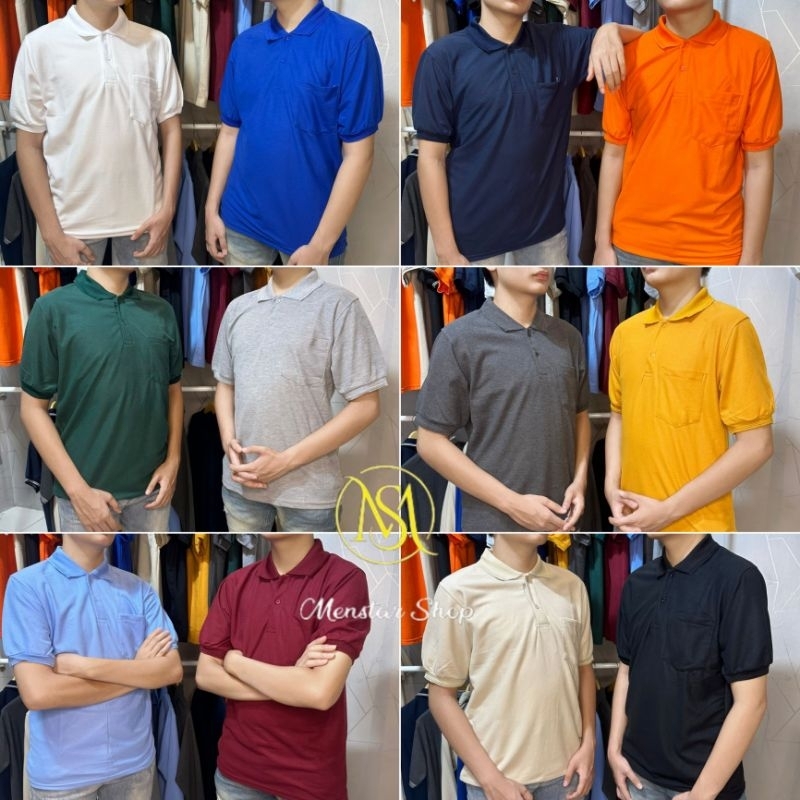 Kaos Polos/Polo Shirt/Kaos Kerah/Polo Shirt Lengan Pendek Saku/Seragaman