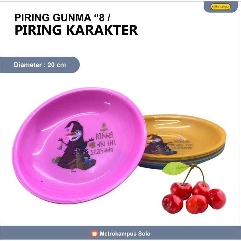 PIRING GUNMA 8" PIRING KARAKTER / Piring plastik/ piring bulat / piring anak