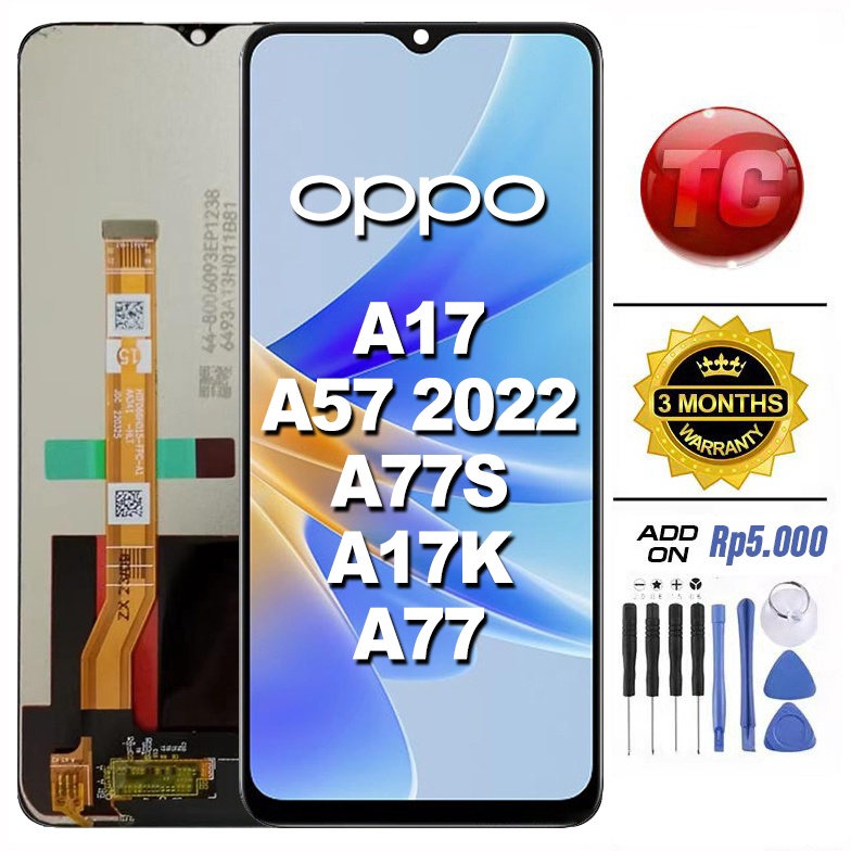 LCD OPPO A17 A17K  A57 222  A77S A77 A57S Original TOUCHSCREEN Fullset Crown Murah Ori Compatible For Glass Touch Screen Digitizer ART L2M3