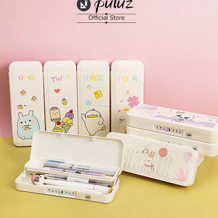 

Ready Stok PuluzTempat Pensil Anak Aesthetic Transparan Serbaguna Kotak Tepak Pensil Murah Perempuan Lucu Karakter Pencil Case Besar Kunci Kata Sandi Multi fungsi Ganda llayer Kapasitas Besar