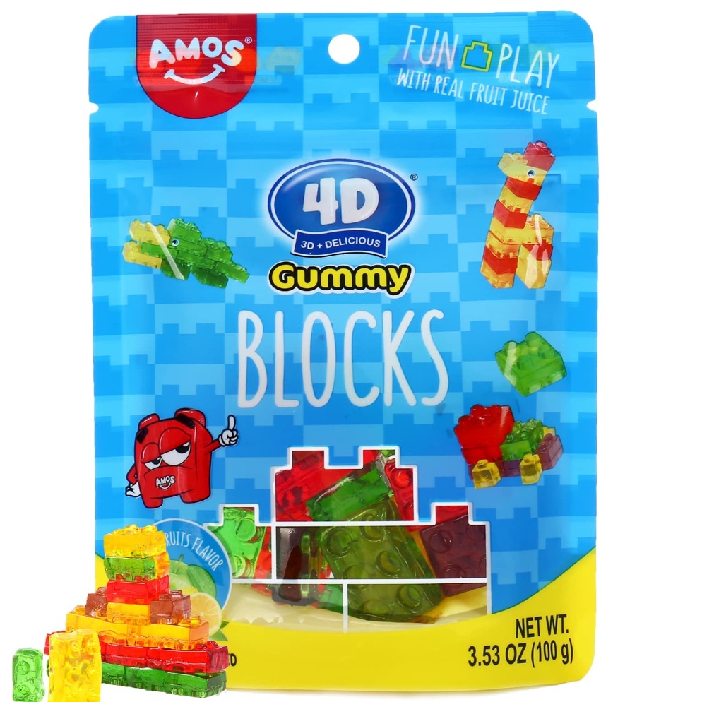 

HEMAT PROMO Amos 4D 72GR Gummy Candy Blocks Permen jelly Lunak Permen 4D