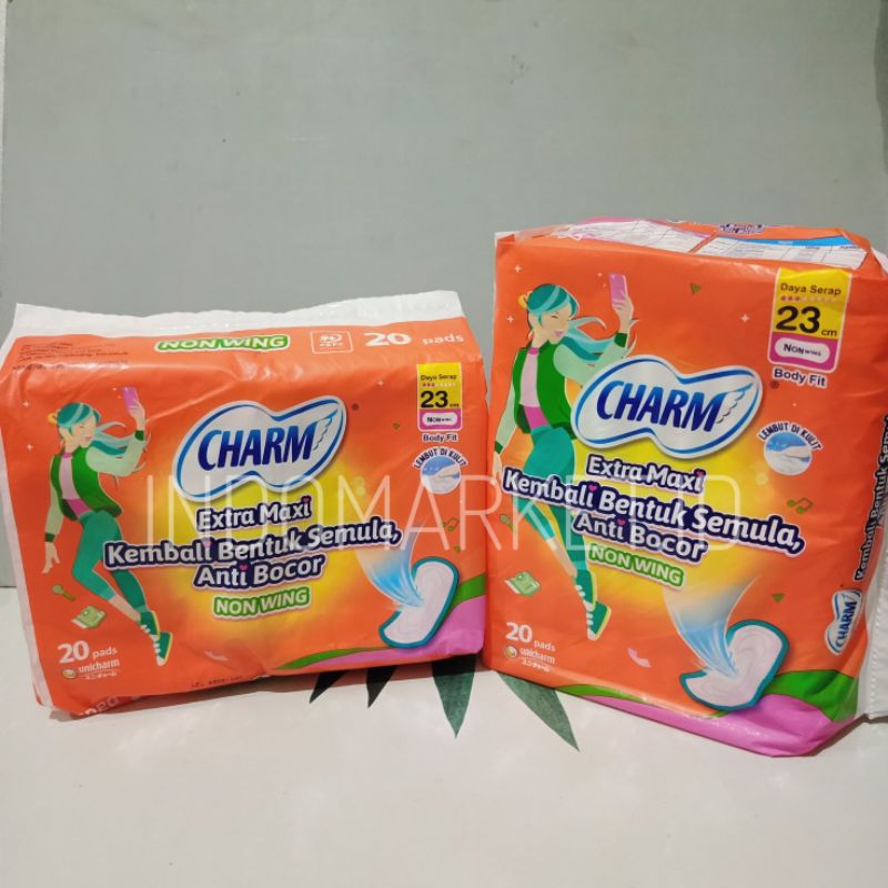 Aurabaik Charm Pembalut Extra Maxi 23Cm 20 Pads Nonwing / Charm / Pembalut / Pembalut Charm / Charm