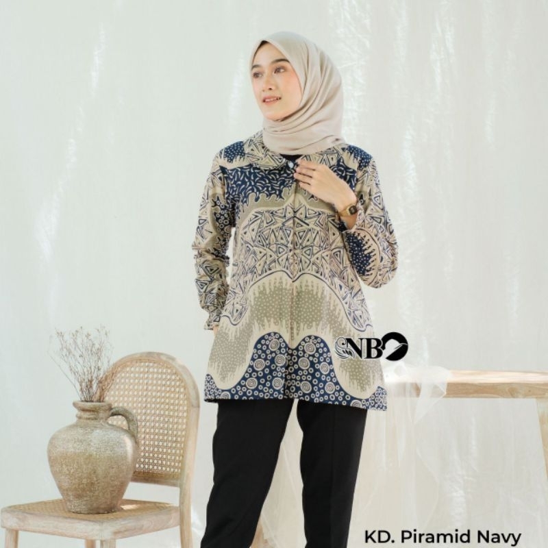 KIWARI BATIK Blouse batik wanita modern blouse kantor wanita HRB026 sage lilac 10 motif