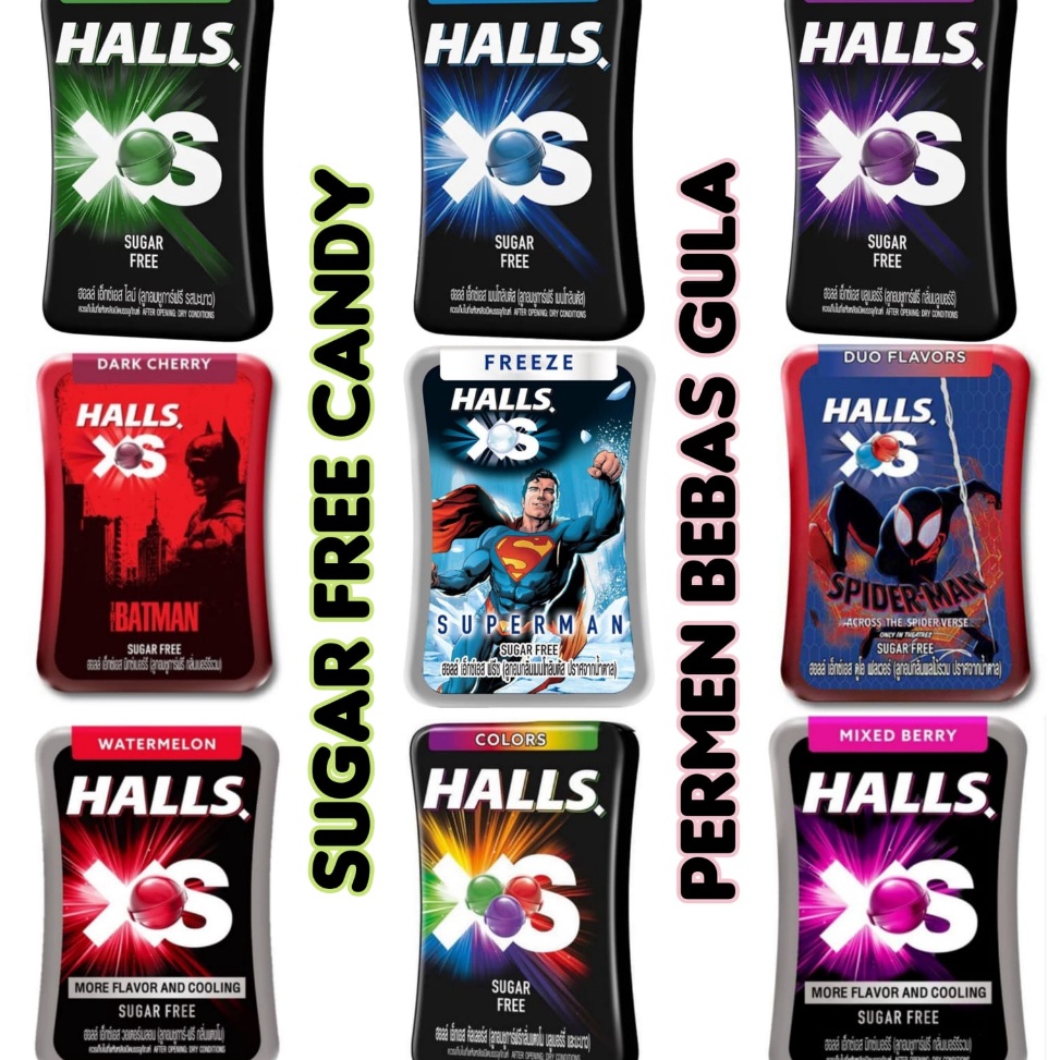 

PAKET LENGKAP HALLS XS Sugar Free Candy Permen Bebas Gula Import