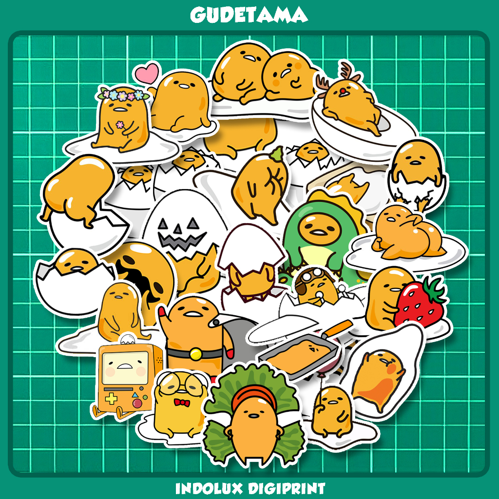 

Sticker Gudetama 30pcs Telur Kuning Stiker Sanrio Lucu Gemoy Waterproof Anti Air Untuk Laptop Casing