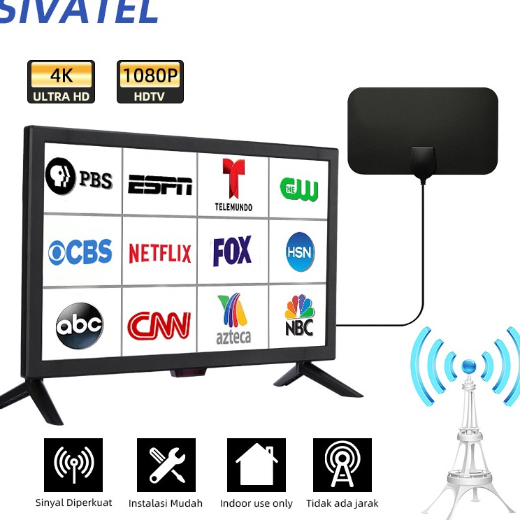 bb Sivatel Antena Ultratipis Penguat Sinyal TV Digital Dalam Ruangan TV Kabel DVBT2 4K 25dB g Promo