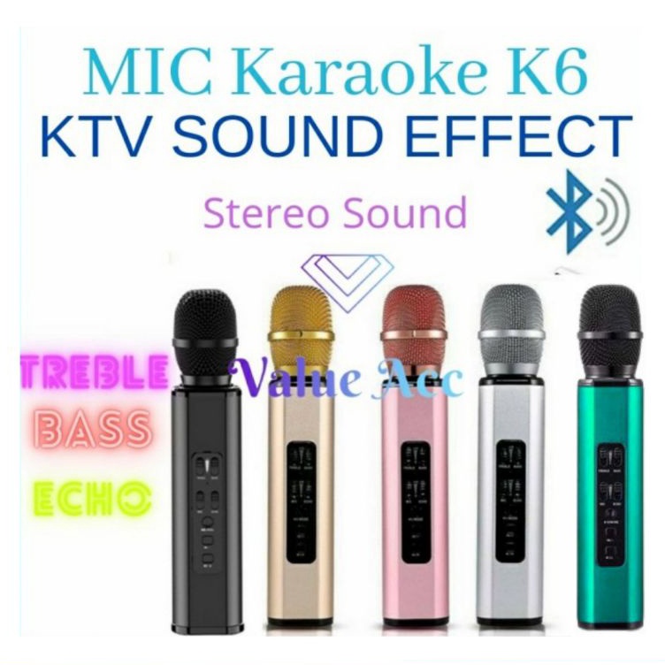 Terlaku SIY Mic K6 Mic Wireless Bluetooth Karaoke Player K6 Microphone Speaker KTV Efek