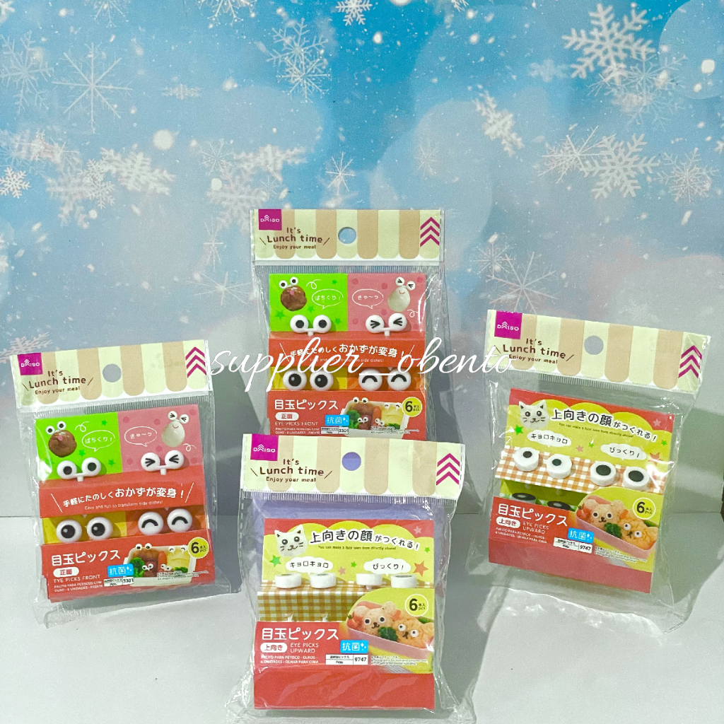 [Daiso] Eye Pick Bento Front & Upward Lunch Pick Food Pick Eyes Picks Food Pick - Tusukan Mata Bento