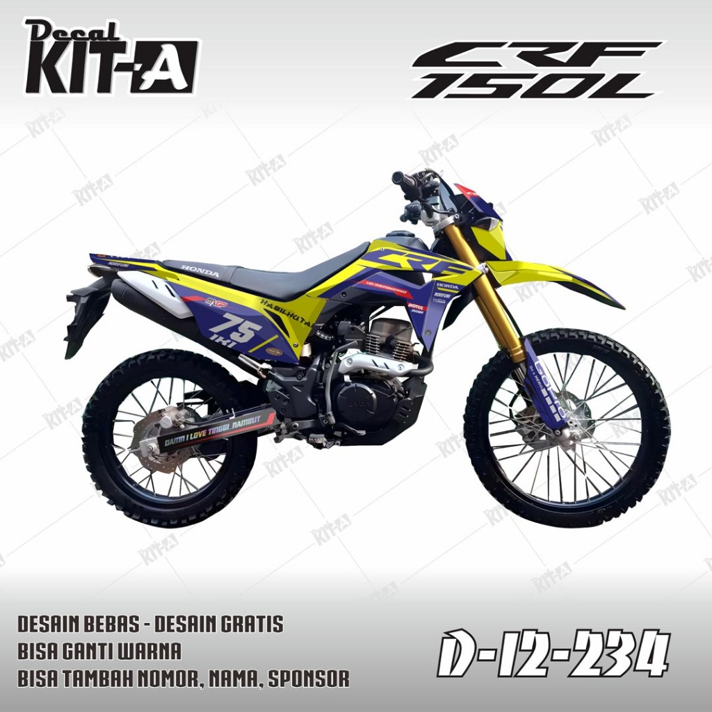 Decal Stiker CRF 150L Dekal Variasi Sticker Striping Custom Full Body kuning stabillo D-I2-234