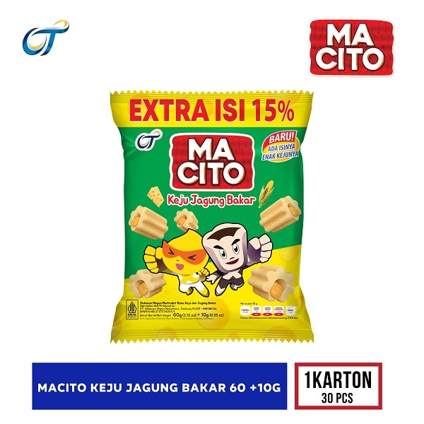 

Macito Keju Jagung Bakar 60&10 GR - 1 KARTON 30 PCS