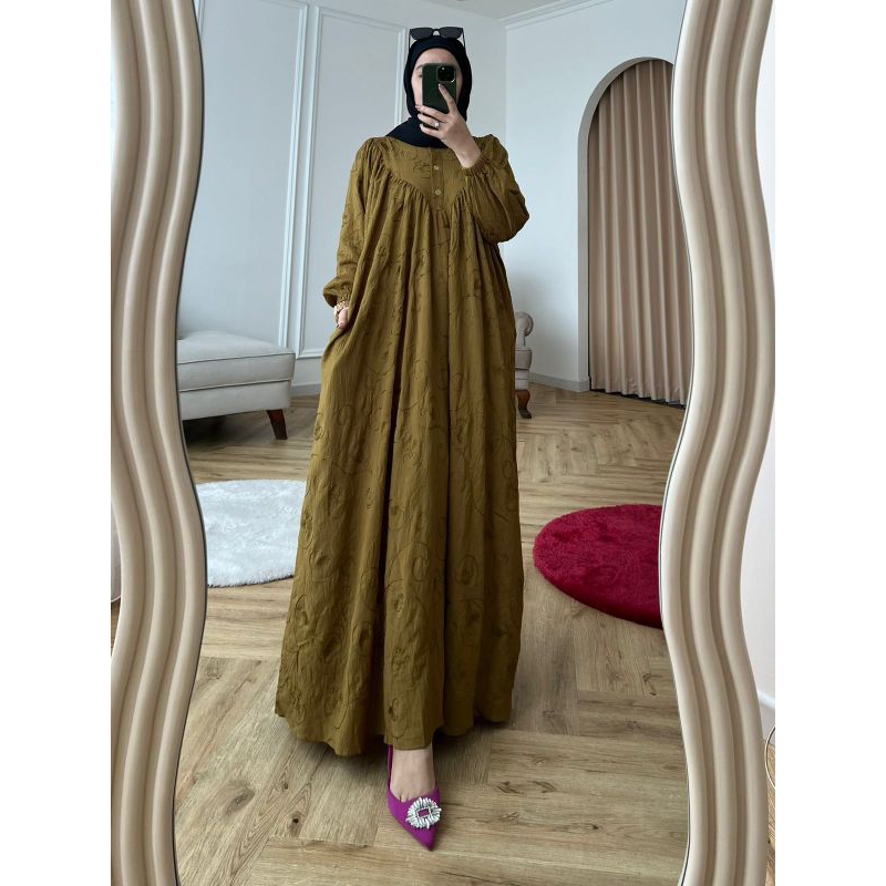Aya gallery HUMAIRA dress  linen bordir series gamis premium by Miramiwa original