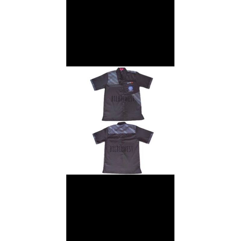 Kemeja Baju Bengkel Agen Brilink Batik Hitam, biru, Dan putih