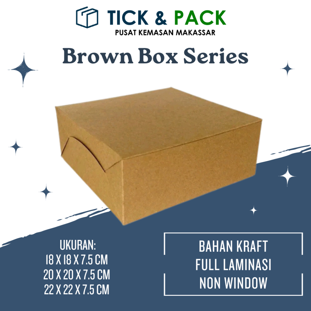 

[ Isi 10 ] Dus Kraft Box 18 x 18 x 7 Laminasi Kemasan Kue Dus Kue Packaging Kardus