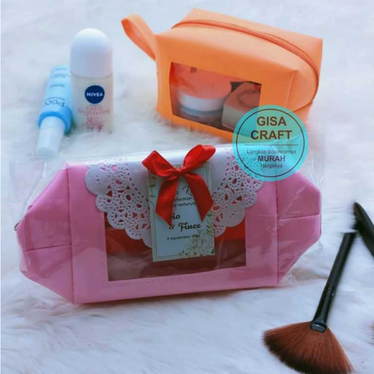 Gisacraft souvenir dompet boxy uk+- 14 x 10 x 7 cm bahan vinyl sintetis halus kombinasi mika dengan 