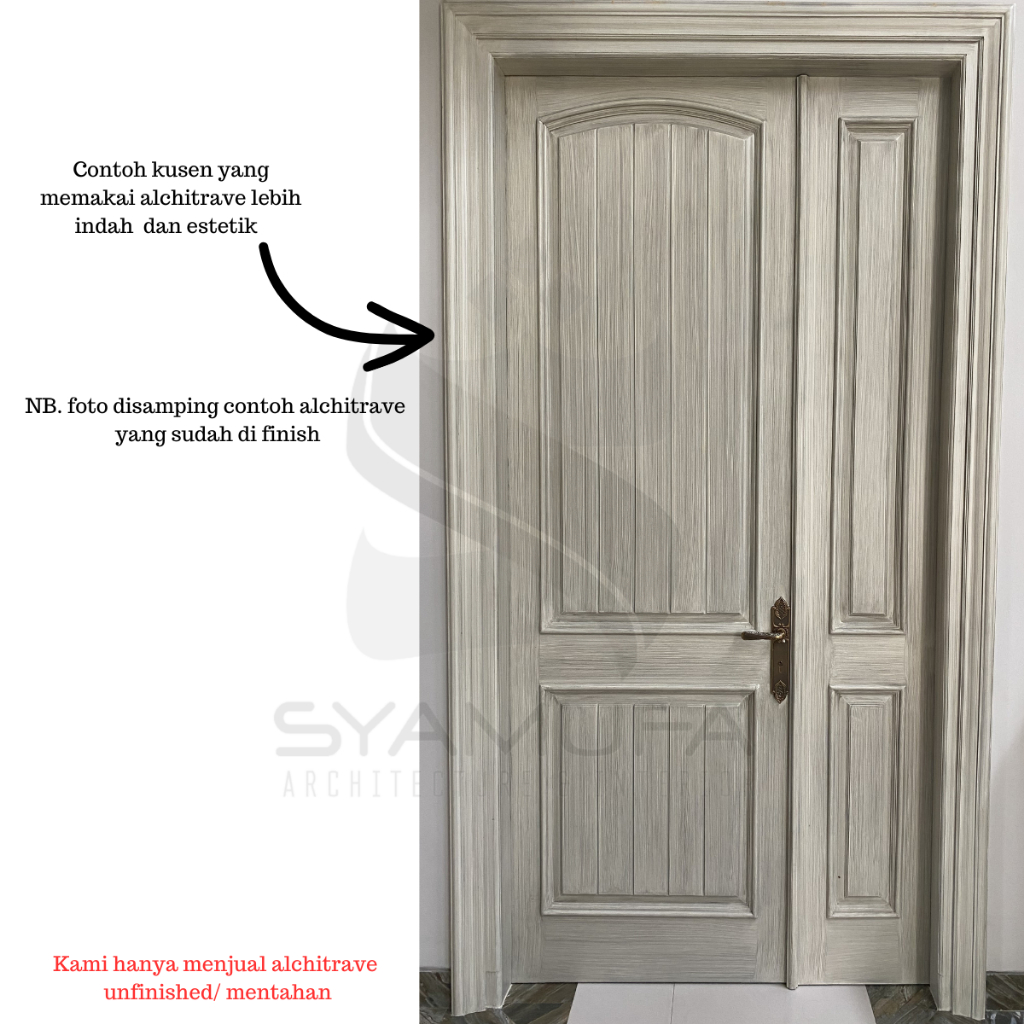 Lis Kusen Kayu Mahoni Architrave Pintu dan Jendela Lebar 8cm Tebal 2,5cm Unfinished Mentahan