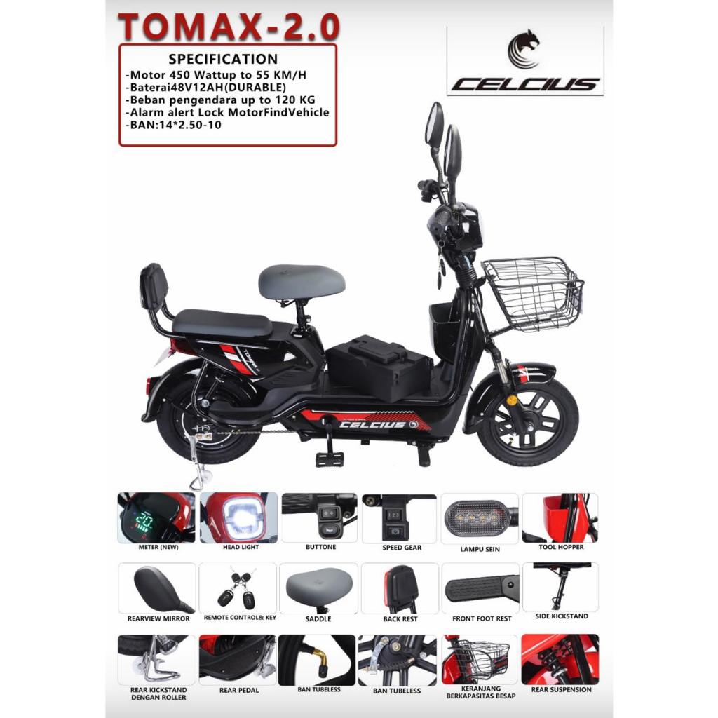 GOSEND Sepeda Listrik Scooter Listrik CELCIUS TOMAX 2.0