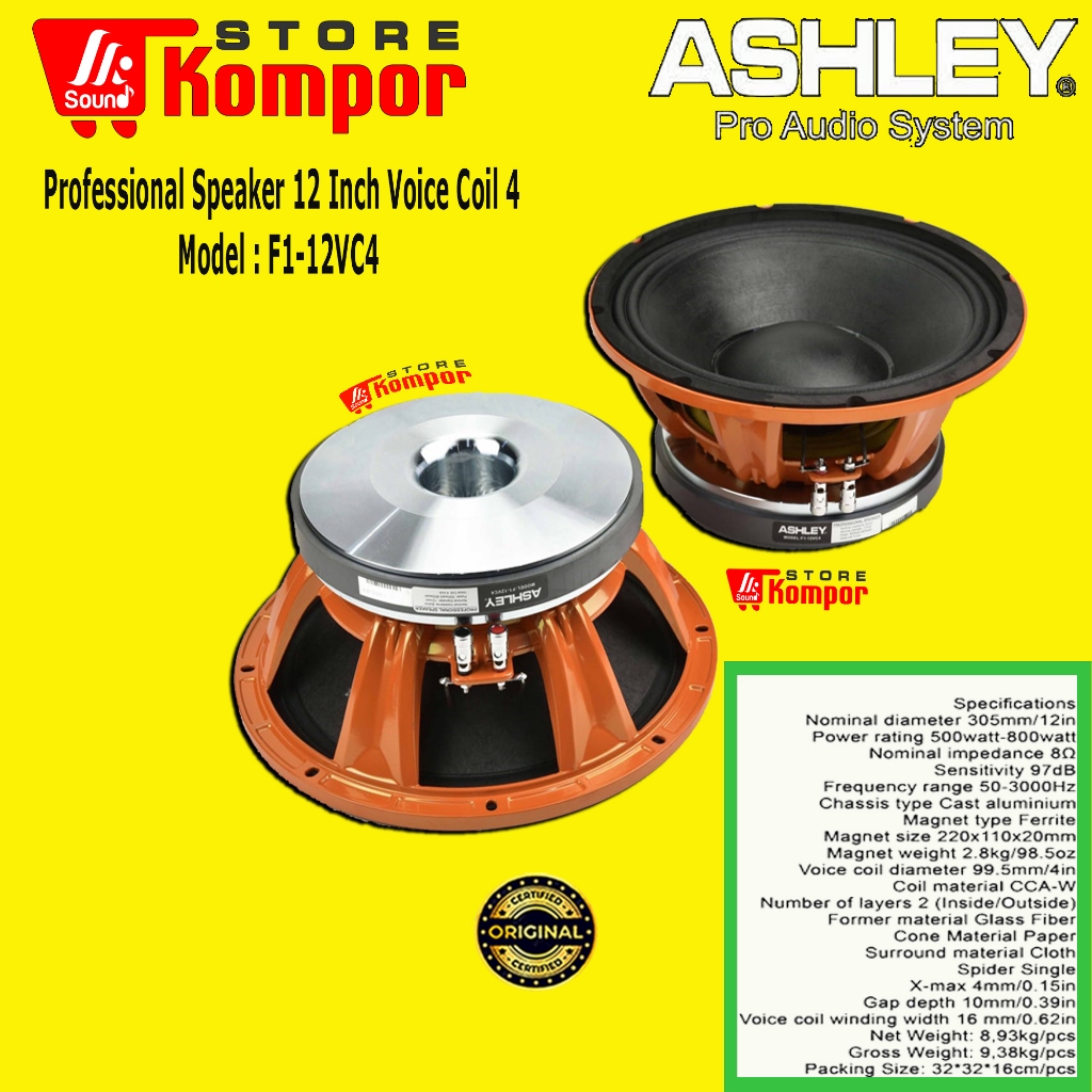 Speaker component ASHLEY f1-12vc4 f1 12vc4 f112vc4 original F1 12VC4 / F1 12VC4 / F1-12VC4 MAGNET FE