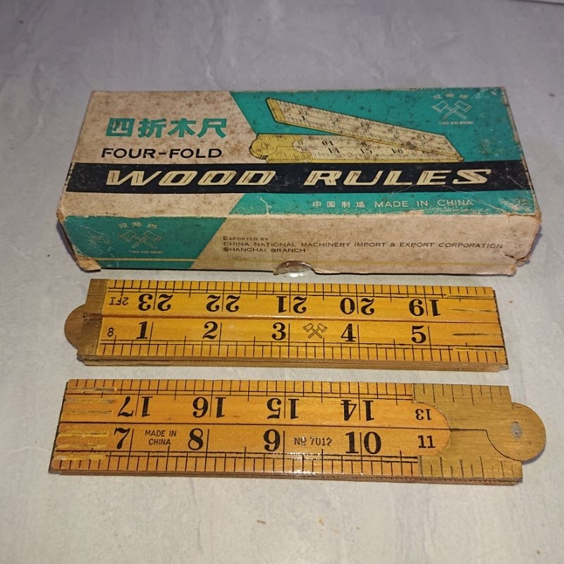 Meteran Kayu Lipat Two Axe Brand 24 inch NOS