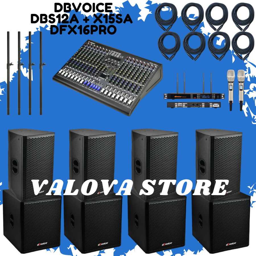 Paket 24 soundsystem outdoor dbvoice DBS12A + X15SA + mixer DFX16 PRO