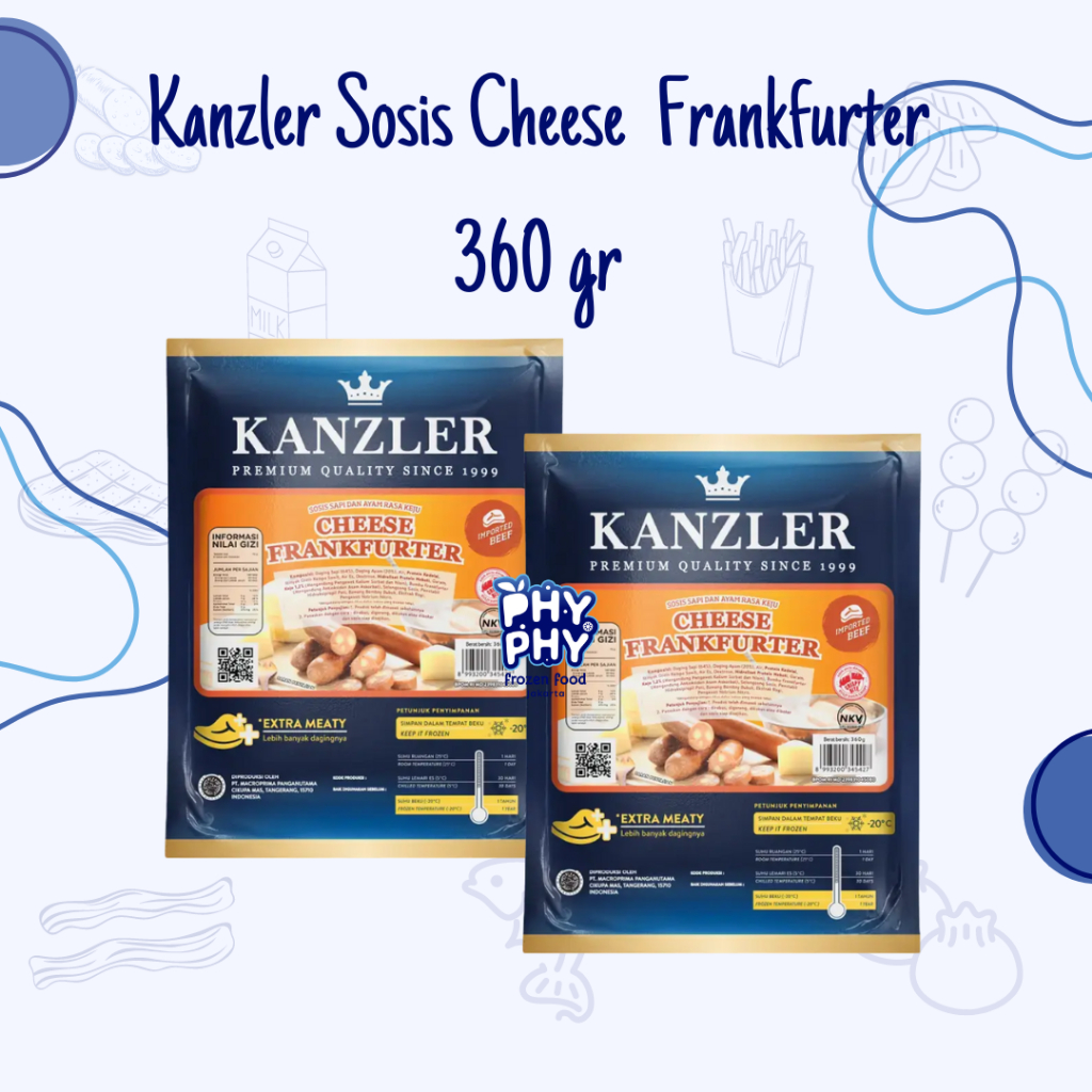 

Kanzler Cheese Frankfurter 360gr / Sosis Sapi Ayam / Sosis Keju