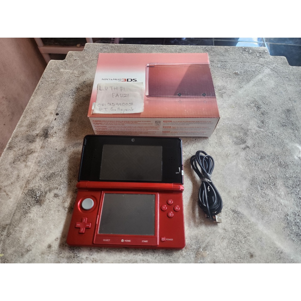 Nintendo 3DS not XL Flame Red CFW Luma 32GB Fullset 09